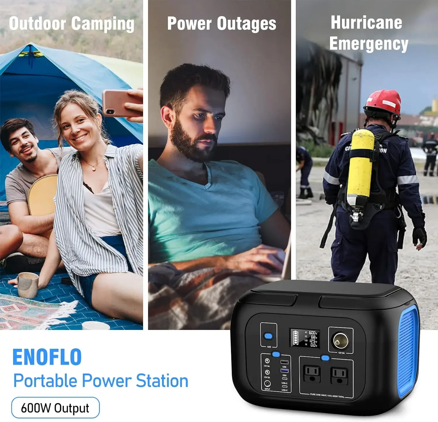 Power Station Portátil 600W Power Bank 296Wh Gerador Solar Bateria De Lítio Gerador Portátil Carga Rápida