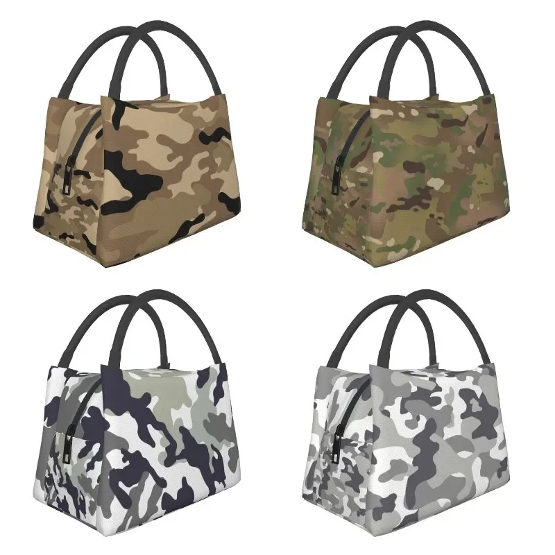 

Custom Brown Woodland Camo Pattern Lunch Bag Men Women Cooler Thermal Insulated Lunch Boxes for Picnic Camping Work Travel