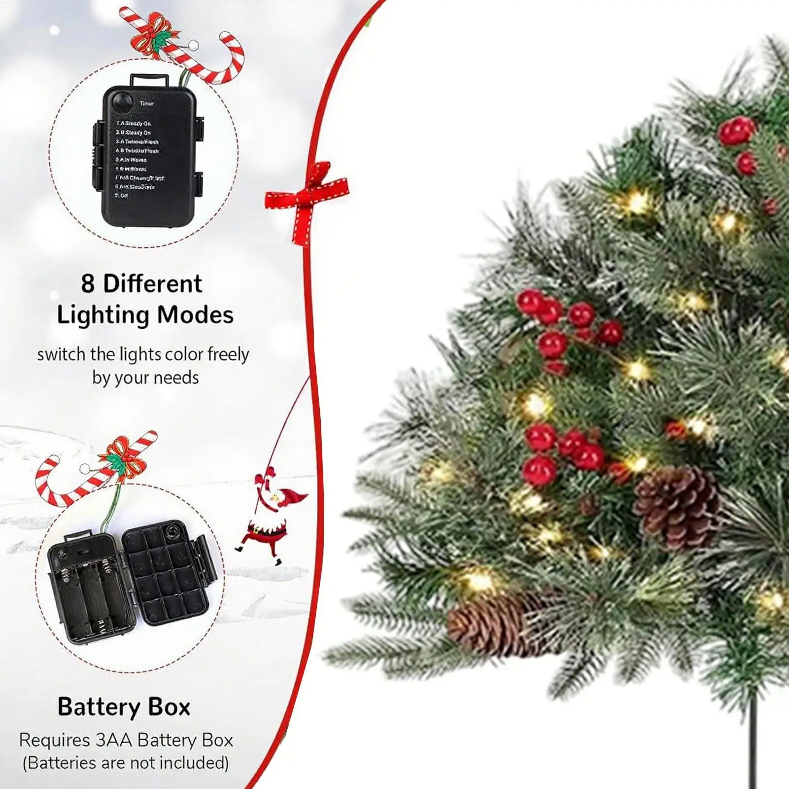 

Outdoor Christmas Urn Filler Christmas Porch Decorations Outdoor Branches Ornaments Sparkling Light Decor For Cemetery Porch