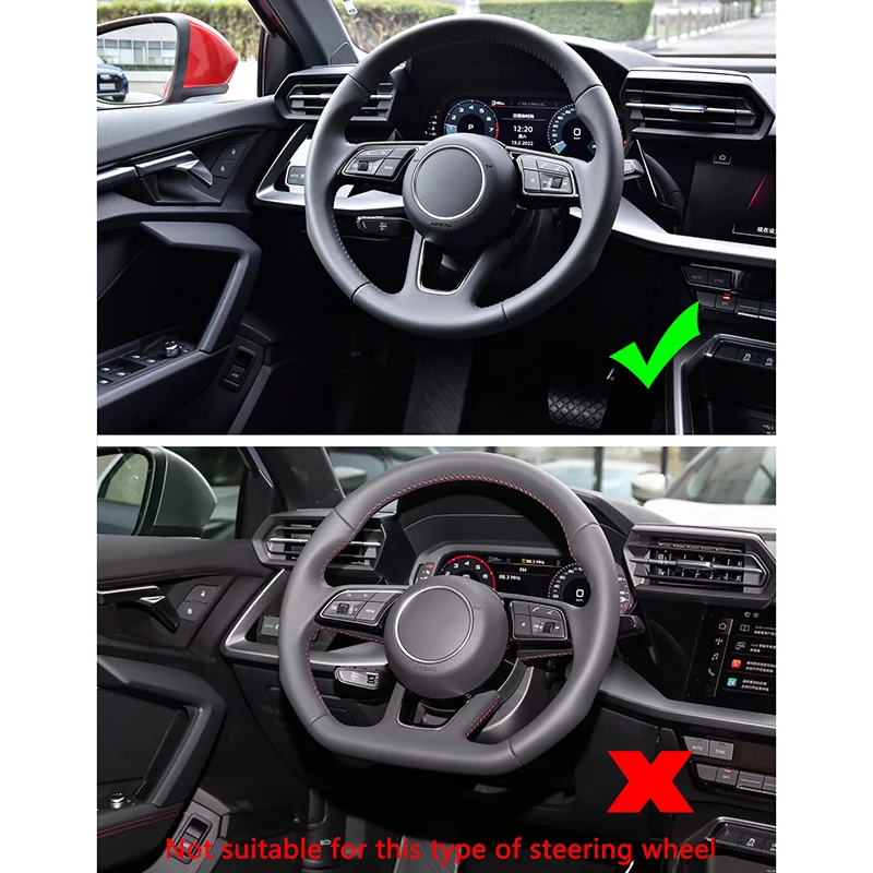 Embellecedor de cubierta decorativa para volante de Audi A3, calcomanías decorativas para volante, estilo de fibra de carbono, accesorios a3 2021