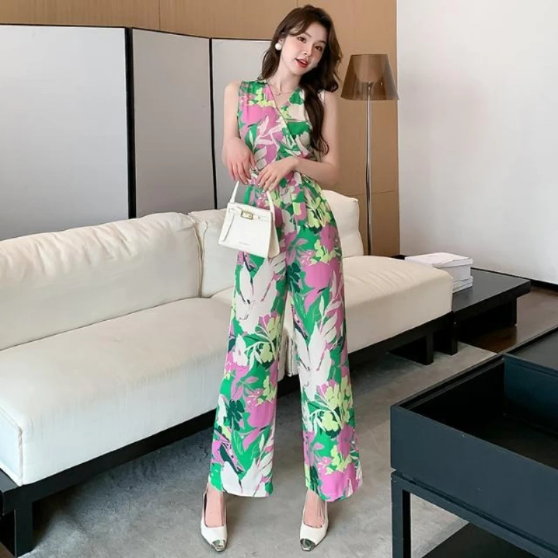 

Женский комбинезон с принтом 2026: стильный дизайн с подчеркиванием талии, свободные широкие штанины, элегантный и шикарный стиль для повседневной носки, вечеринок и отпуска