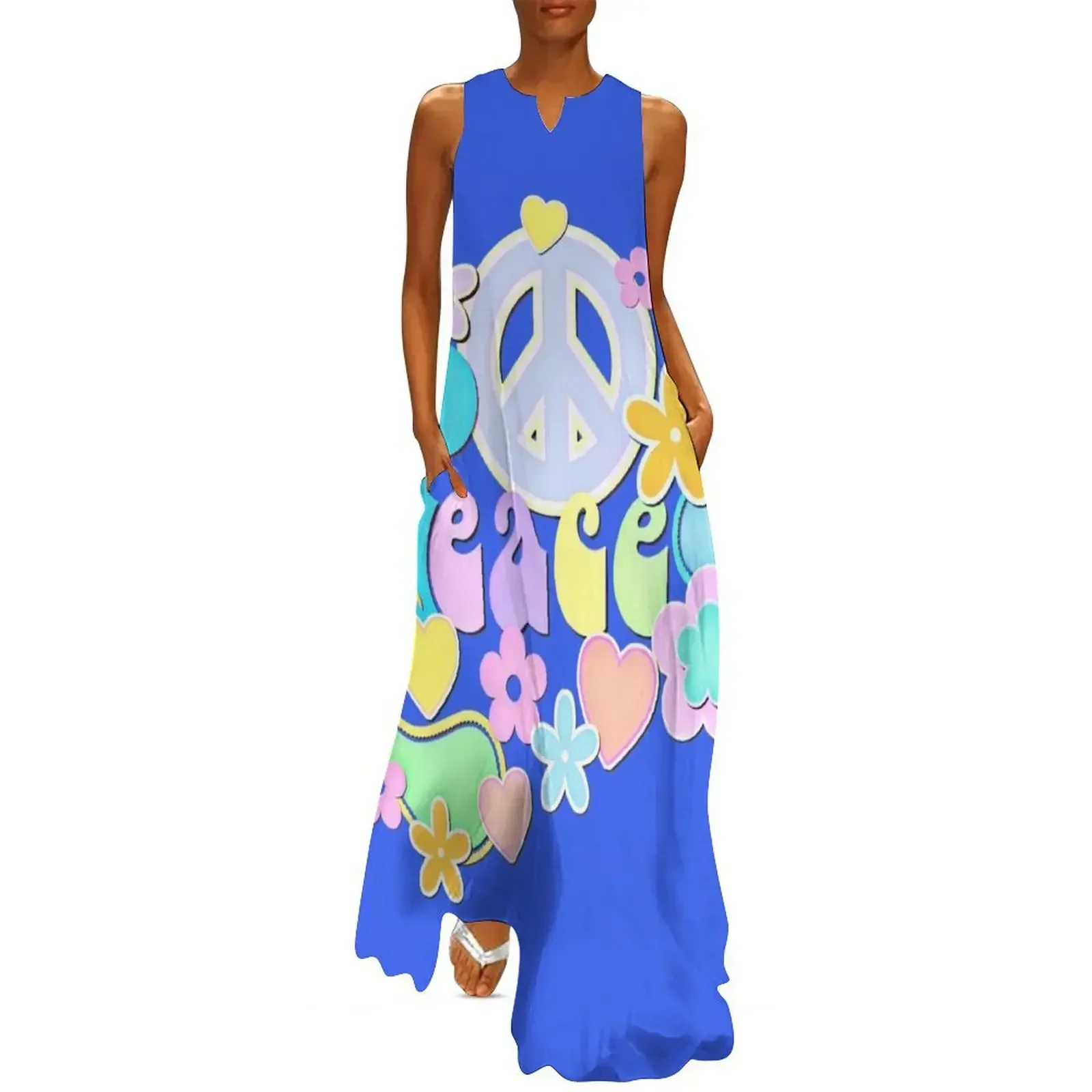

Peace and Love Flower Power Hippy Design Long Dress prom dresses 2025 Dress