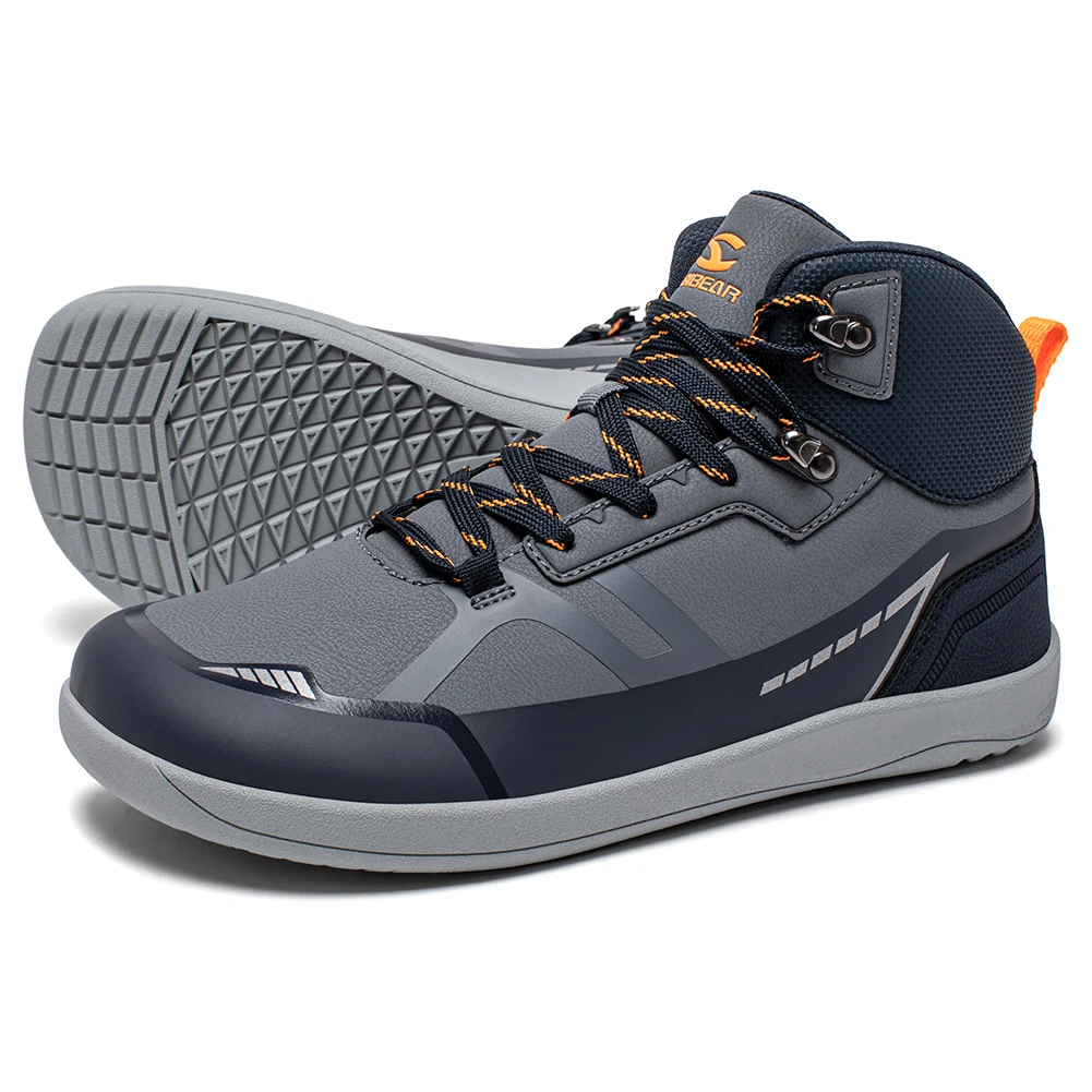 HOBIBEAR unisexe mi haut pieds nus chaussures hommes femmes bout large en cuir artificiel bottes de randonnée en plein air antidérapant chaussures de course