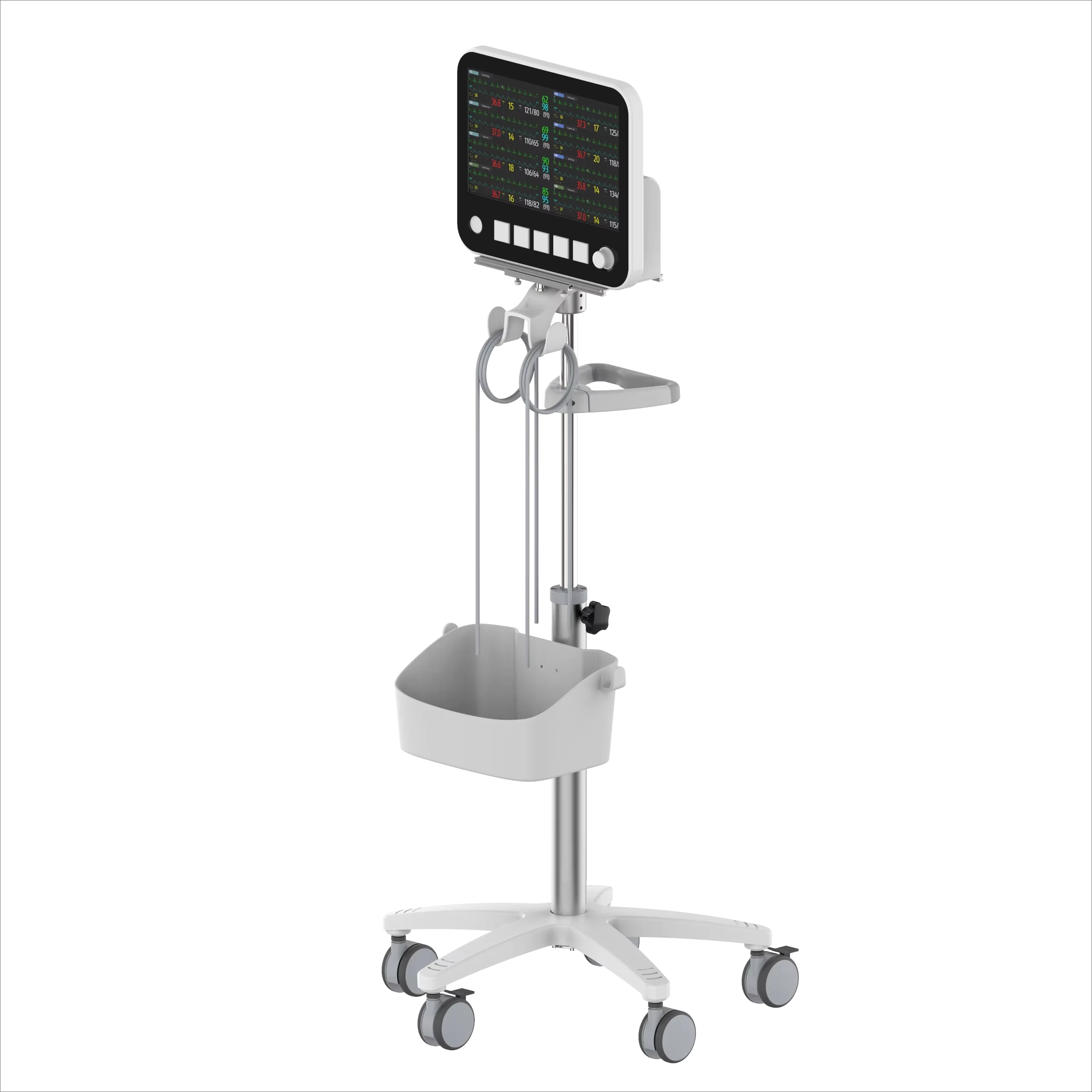 Mobile Medical Cart Wall Mounted Patient Trolley Hospital Furniture Adjustable Height Medical Equipment Storage Trolley