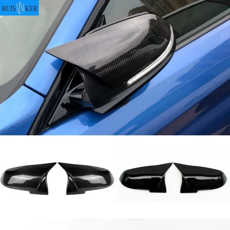 2pcs Auto Car Rear View Side Mirror Cover Trim For BMW F20 F21 F22 F23 F30 F31 F32 F36 X1 E84 F87 M2 Carbon Fiber Style