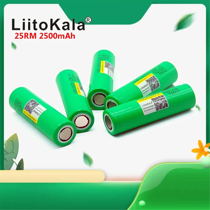 LiitoKala 3,7 V INR18650 25RM batería recargable de iones de litio 2500mAh 20A descarga para linterna de luz fuerte pequeño ventilador cámara de juguete
