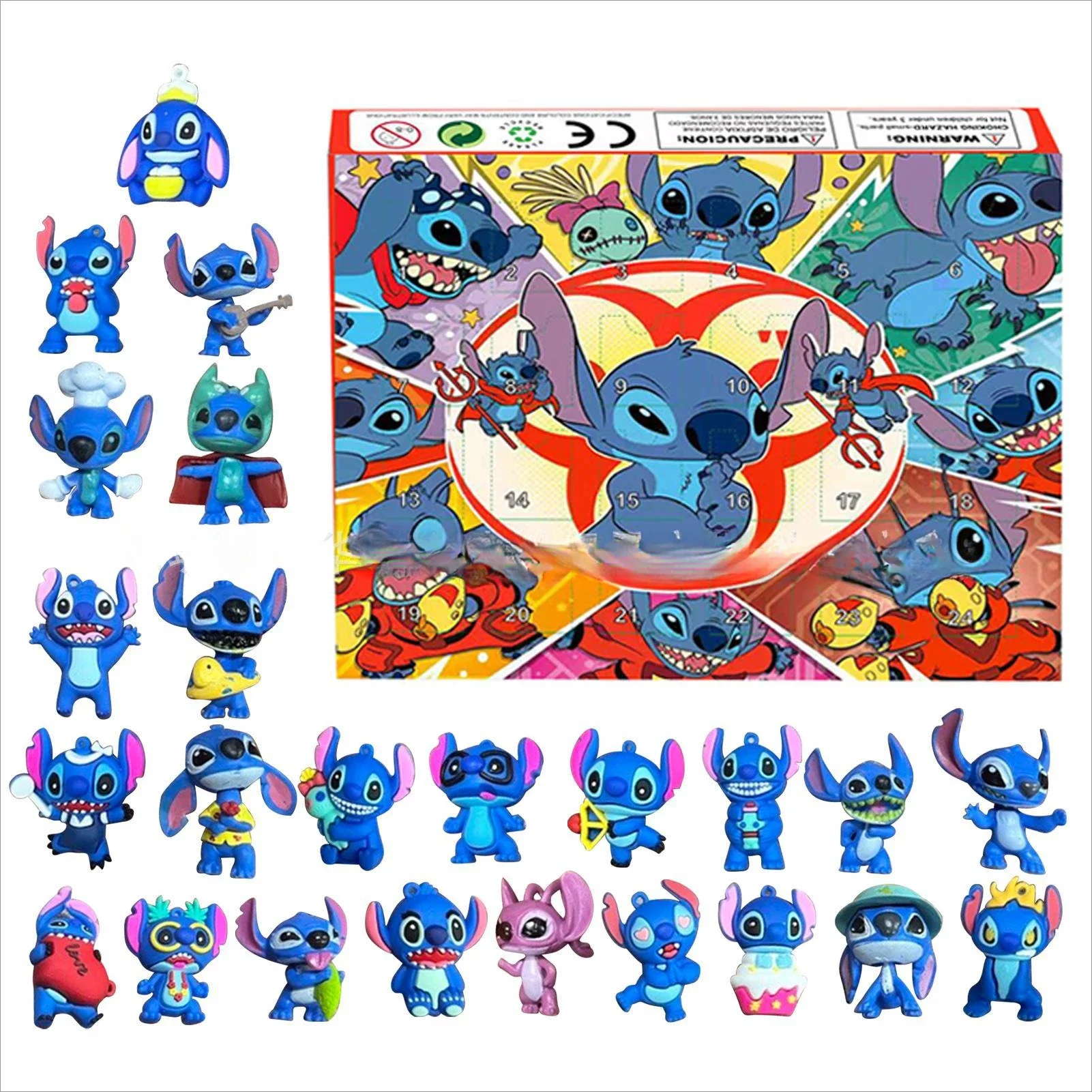 Lilo & Stitch Anime Figuras Stitch Estátua Natal Avvento Calendário Caixa Cega Kawaii Figura Decoração de Quarto Brinquedos Presentes para Crianças