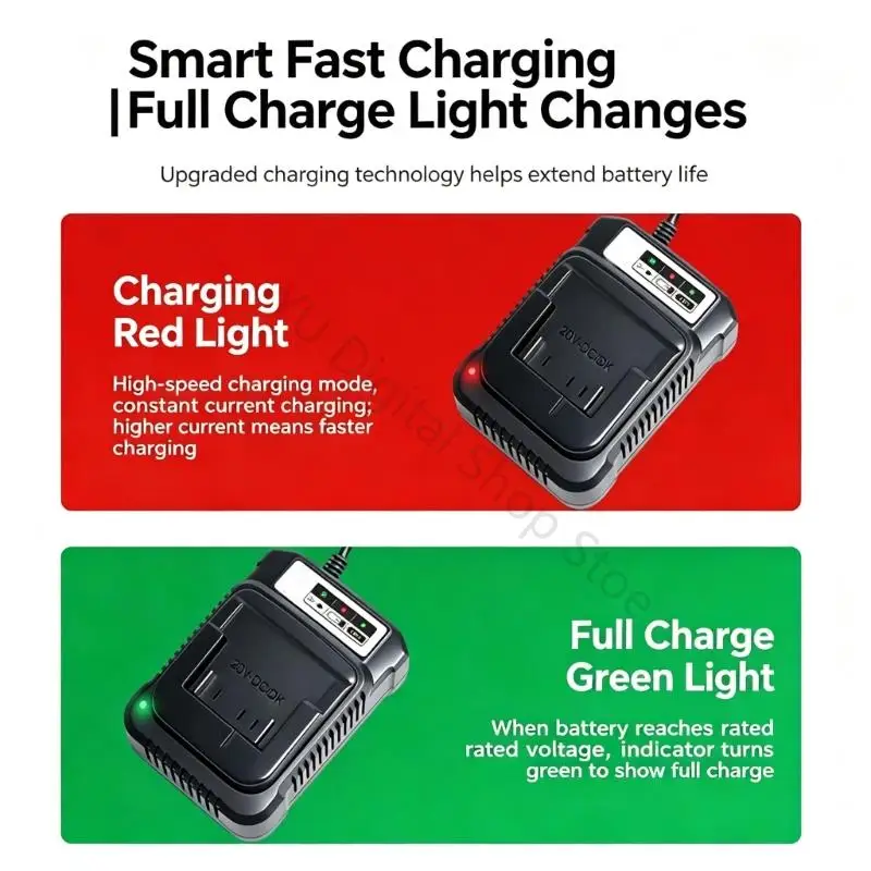 96BA 20V Battery Dock with LED Charging Corded Base for Power Tool Batteries, Air Slot Housing 1/2/4 Slot Optional