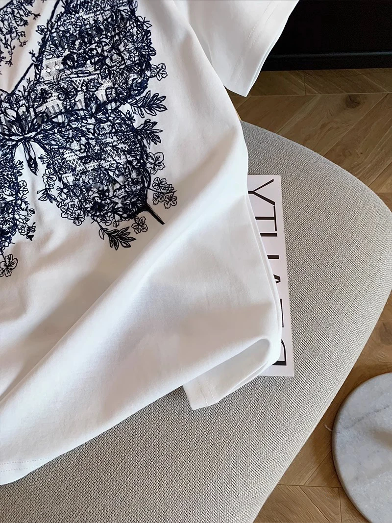 American Retro  Intarsia ort Sve T-irt Men's Women's Summer Casual Loose Top Design Sensation Visceral Spirit