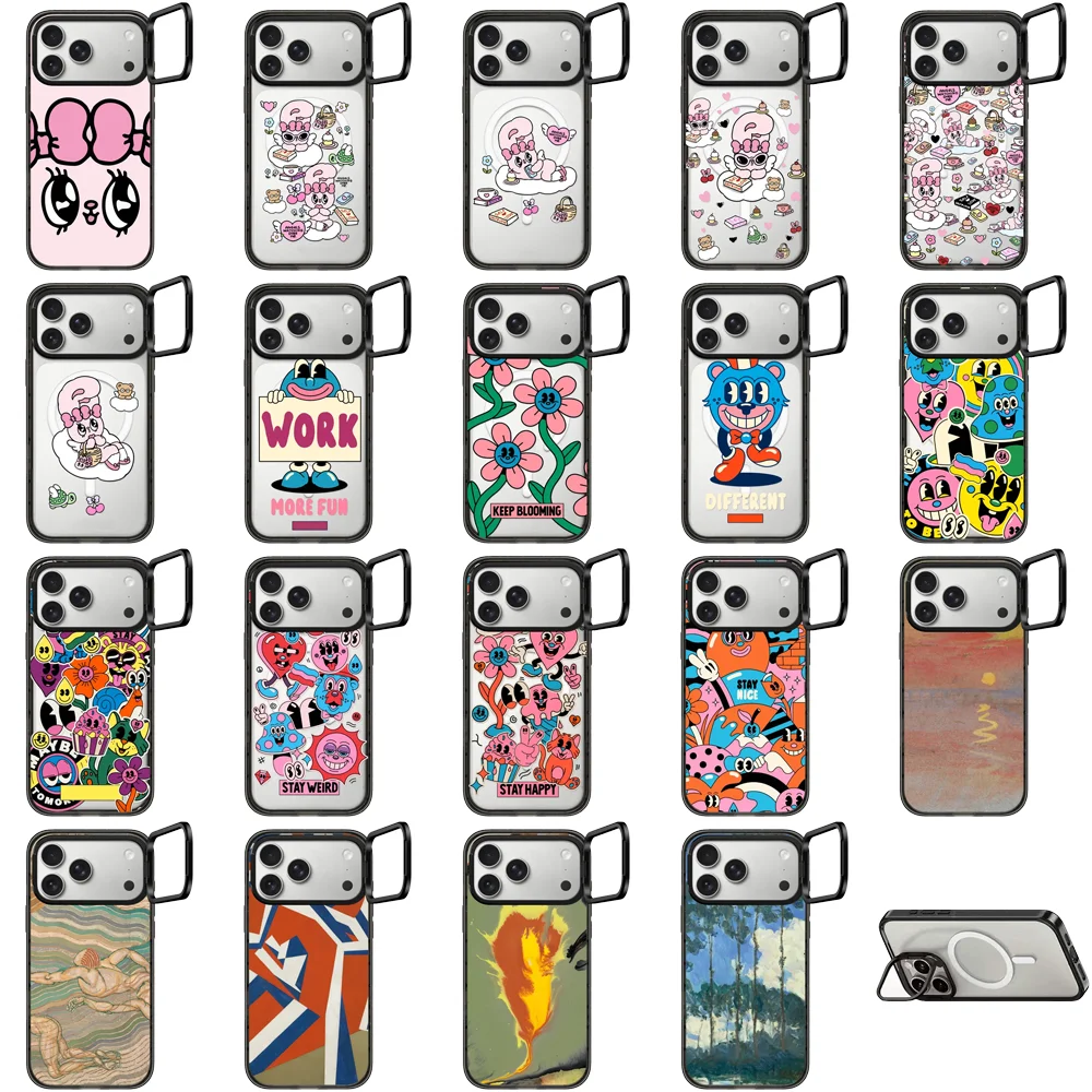 

More Fun Work Camera Ring Stand Acrylic Magnetic Cover for IPhone 12 13 14 15 16 17 Pro Max Case for IPhone 17Pro