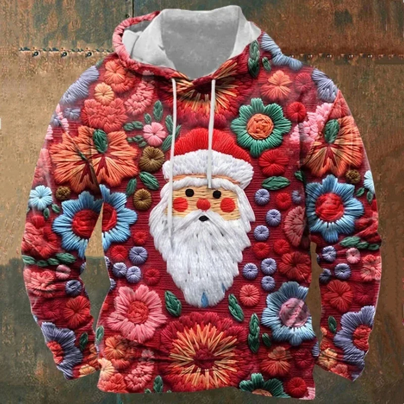 Funny Colourful Santa Claus 3D Print Hoodies For Men Clothes Fashion Cartoon Y2k Christmas Gifts Sweatshirt Xmas Women Pullovers