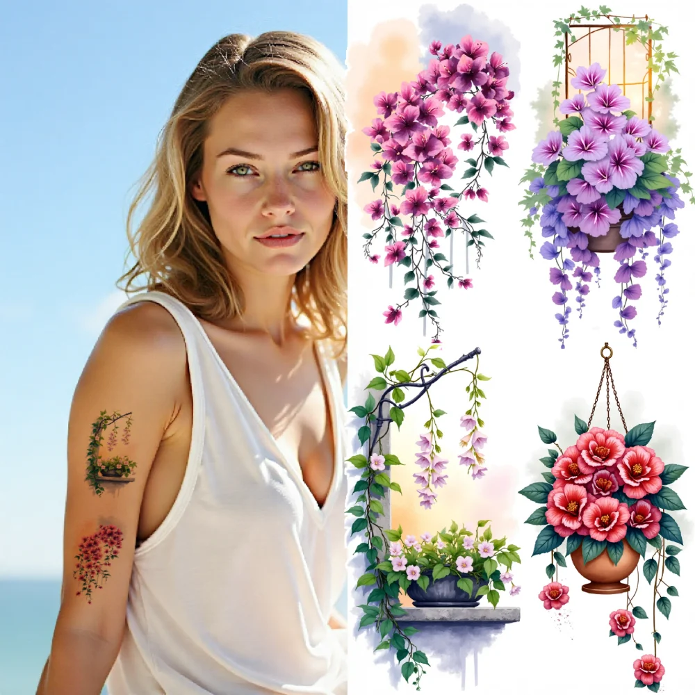 

9 шт., временные татуировки, декоративные наклейки, временные татуировки, наклейки с цветами для рук, девочек, плеч