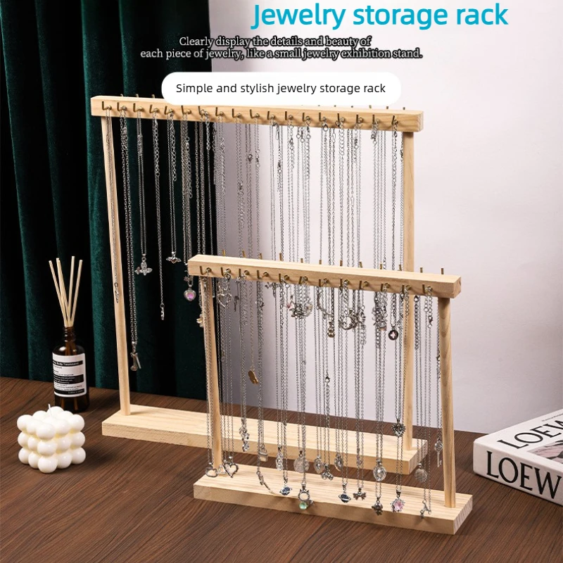 

Jewellery Organiser Display Stand|Showcase Storage Rack:Wooden Necklace Hanging Countertop Rack for Chains,Earrings and Bracelet