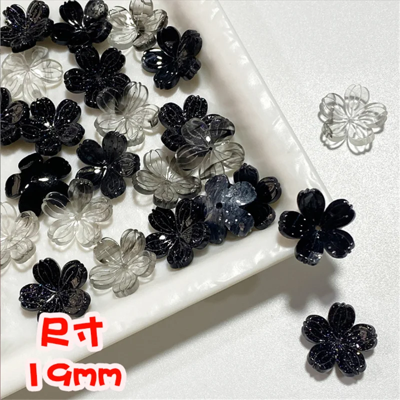 20 Pcs/Lot New Creative 19MM Craved Flower Beads Resin Acetic Acid Charm Connectors Diy Hair Jewelry Making Accessories Material