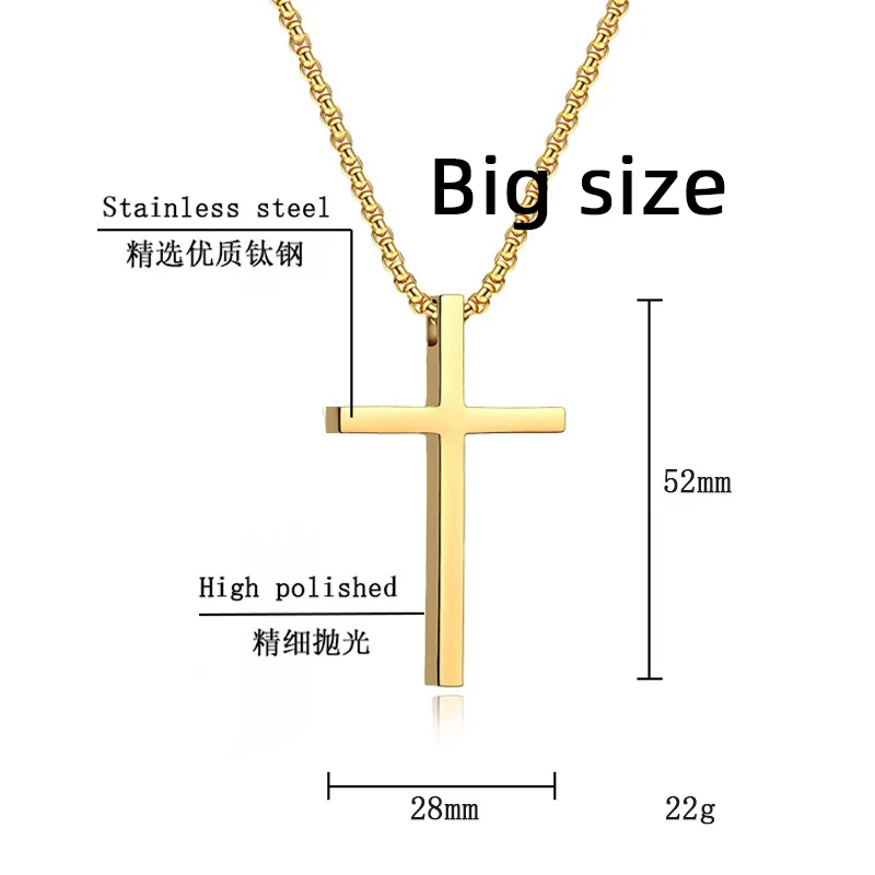 Punk Cross Stainless Steel Pendant Necklaces For Men Women Black Gold Color Necklace Jelwery Wholesale Lots - view 5