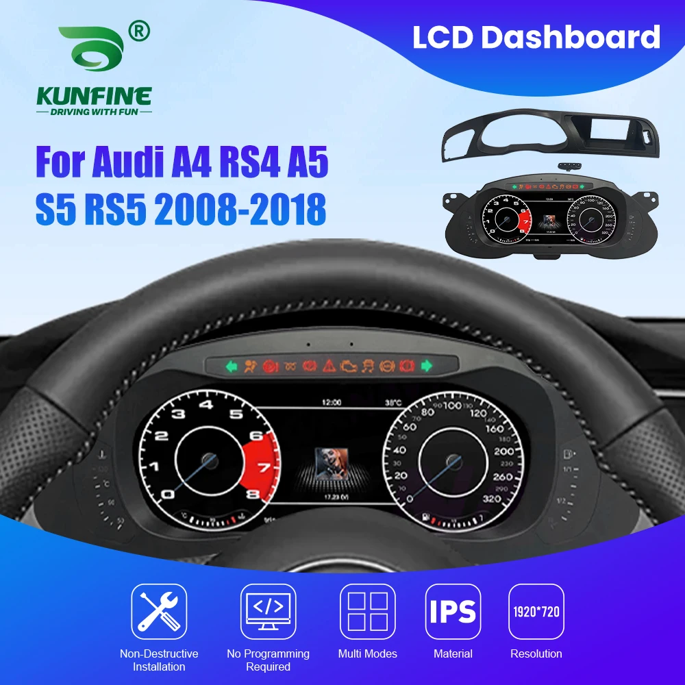 10.25 "LCD سيارة لوحة القيادة الرقمية العنقودية لأودي A4 RS4 A5 S5 RS5 لوحة أدوات افتراضية عداد السرعة قمرة القيادة متر ترقية #1