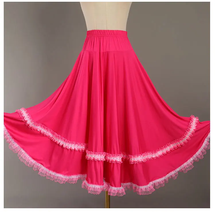 Large Swing Modern Skirt Ballroom Dance Skirt Flamenco Skirts Square Dance Mid-Length Belly Dancing Wear Women Waltz Costumes