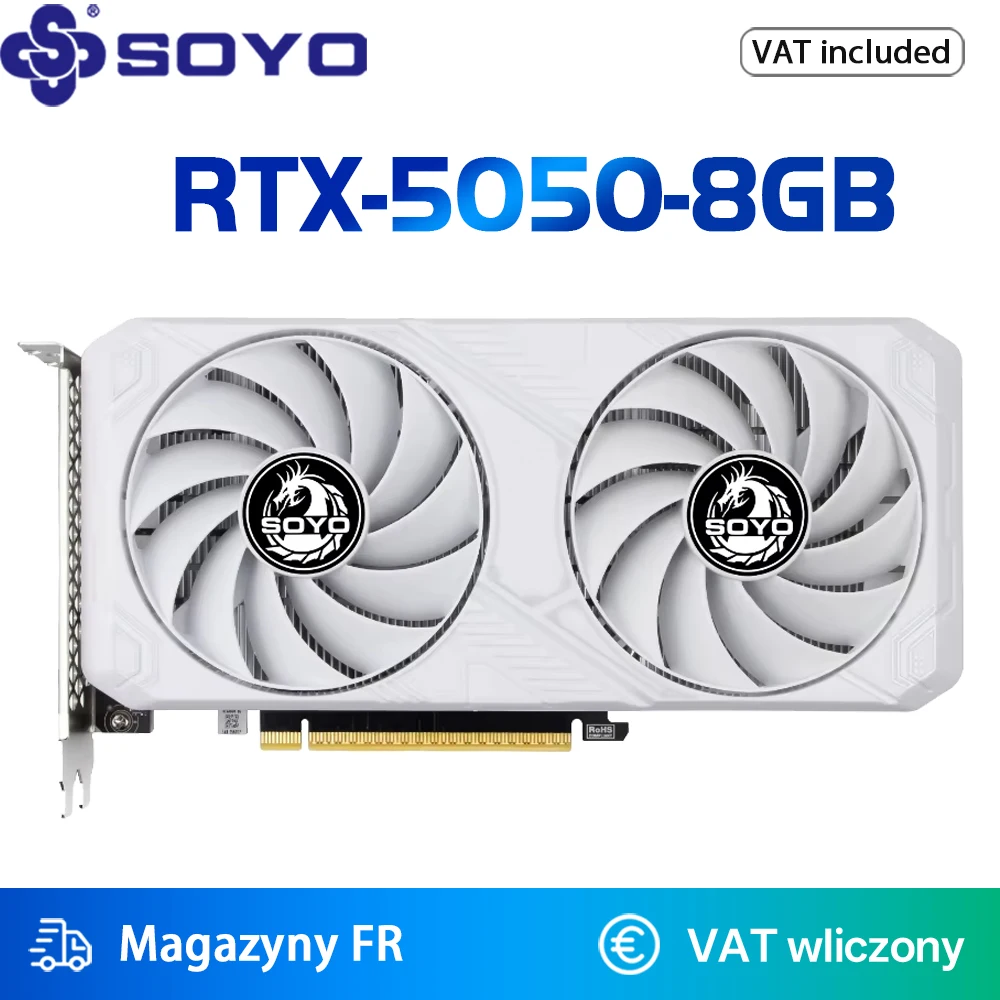 SOYO – carte graphique NVIDIA GeForce RTX 5050 8G, GDDR6, 128 bits, PCIE5.0x8, compatible HDMI DP, pour composants informatiques, première mondiale