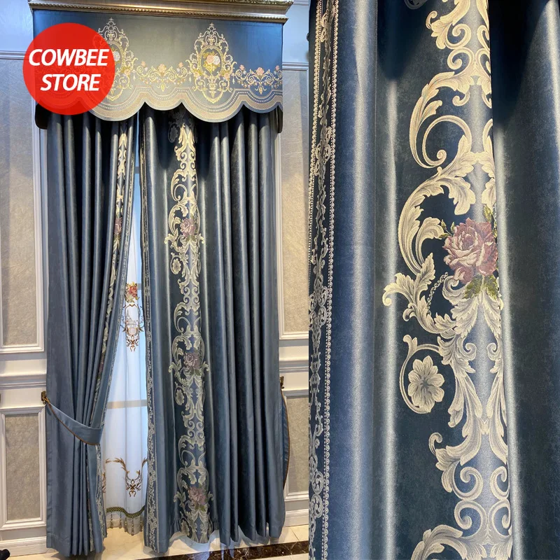 

Chenille Embroidered Curtains for Living Room Bedroom Luxury Windows Backdrop High Precision Imitation Curtain Fabric