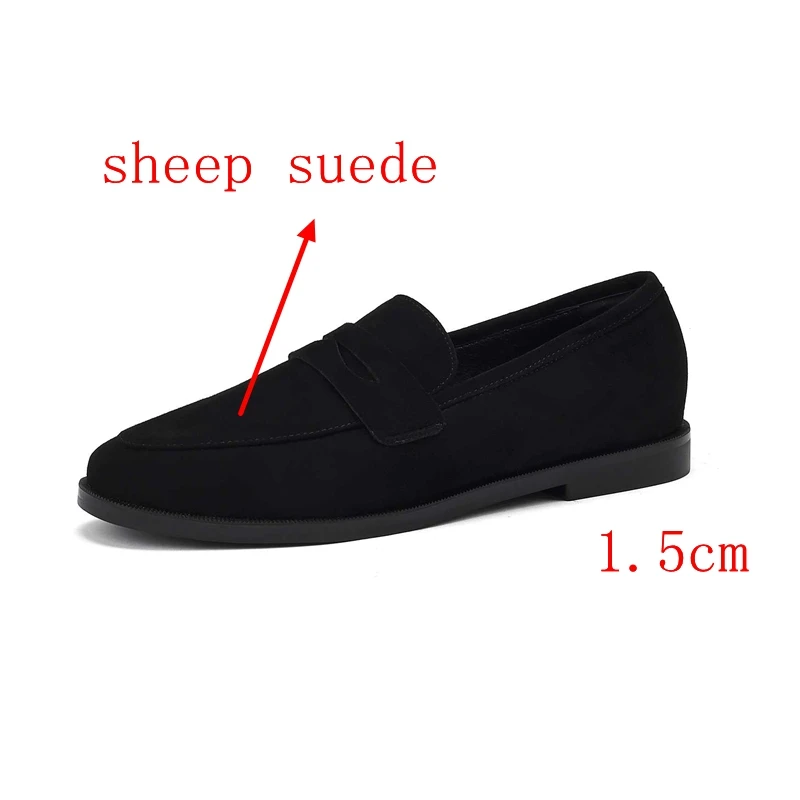 Krazing Pot 2025 Autumn Big Size 42 Sheep Suede Round Toe Low Heel Loafers Retro Fashion Leisure Deep Mouth Slip On Women Pumps