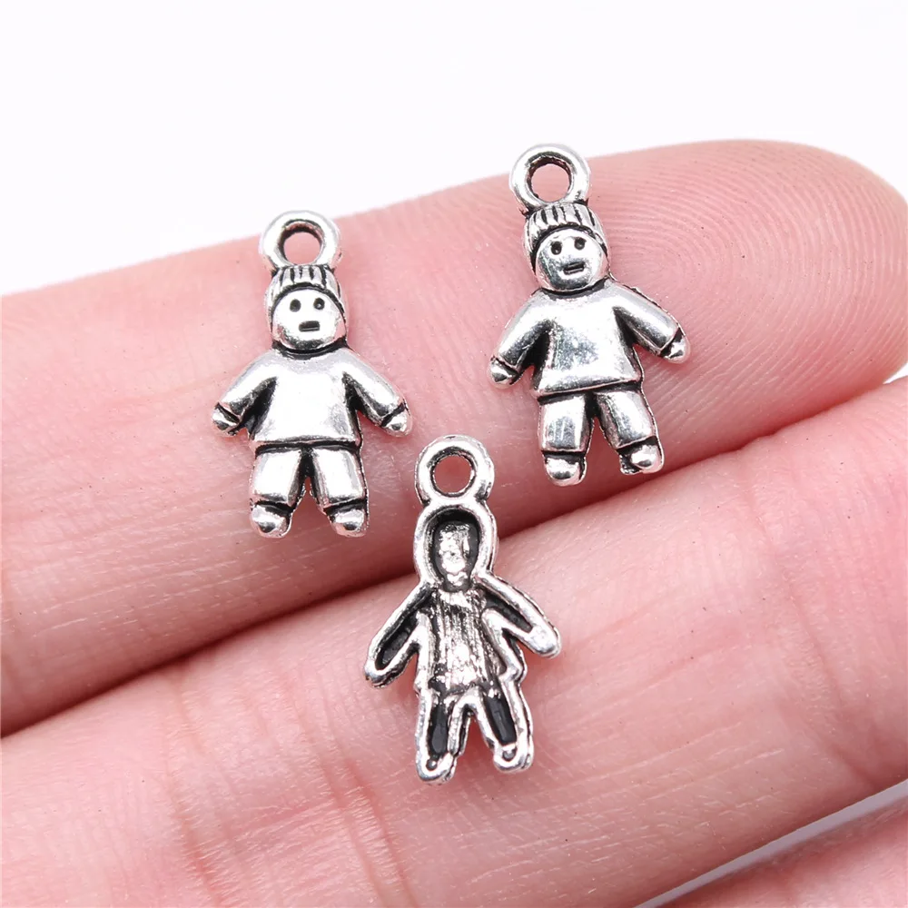 40pcs 16x9mm(0.63x0.35inch) Antique Silver Color Little Boy Charms DIY Vintage Jewelry Findings