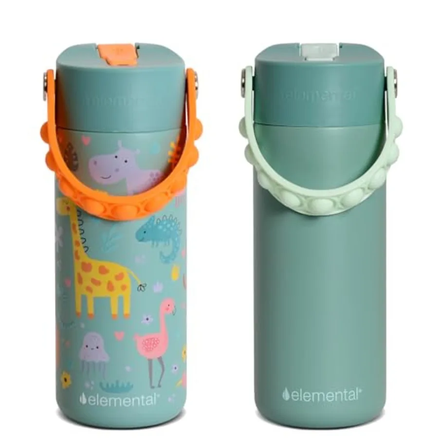 100% Leak Proof When Spout is Closed Insulated Water Bottle, Stainless Steel Bottle for School with Straw Lid and Pop-It Handle