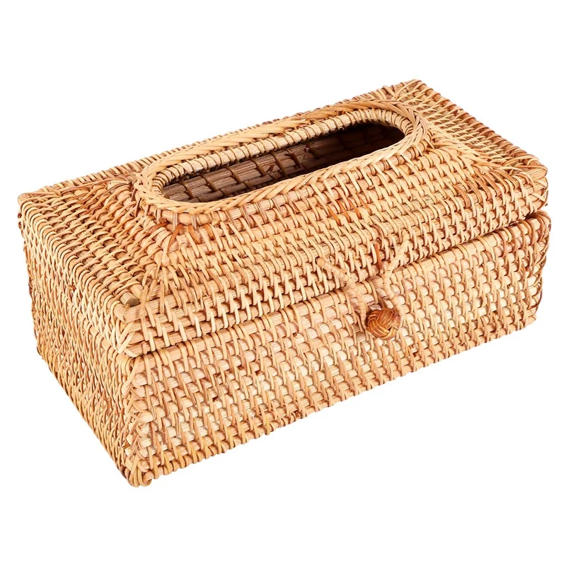 

The Newpaper Rack Rattan Tissue Box Elegant Home Decoration Handmade Desktop Tissue Container Napkin Storage Case