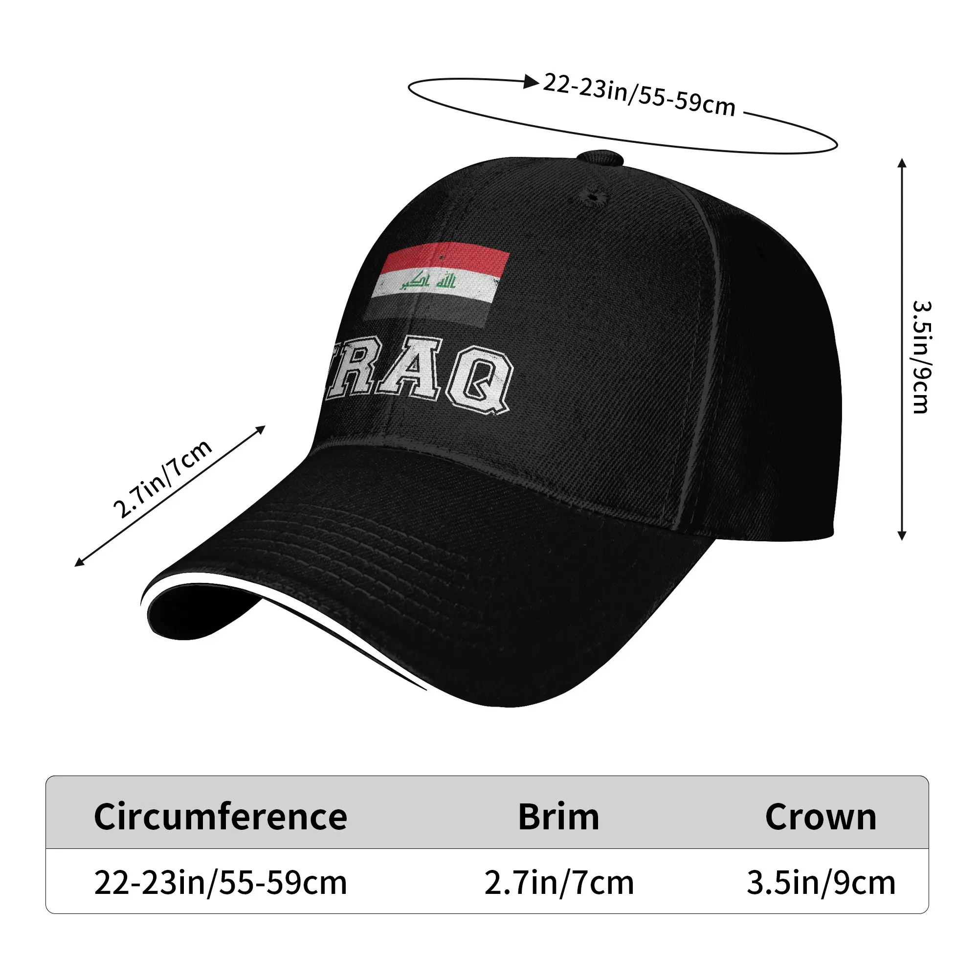 Iraq Flag Baseball Cap  Classic Unisex-Teens Trucker Hat High Quality Print Outdoor Sport Baseball Caps Birthday Present