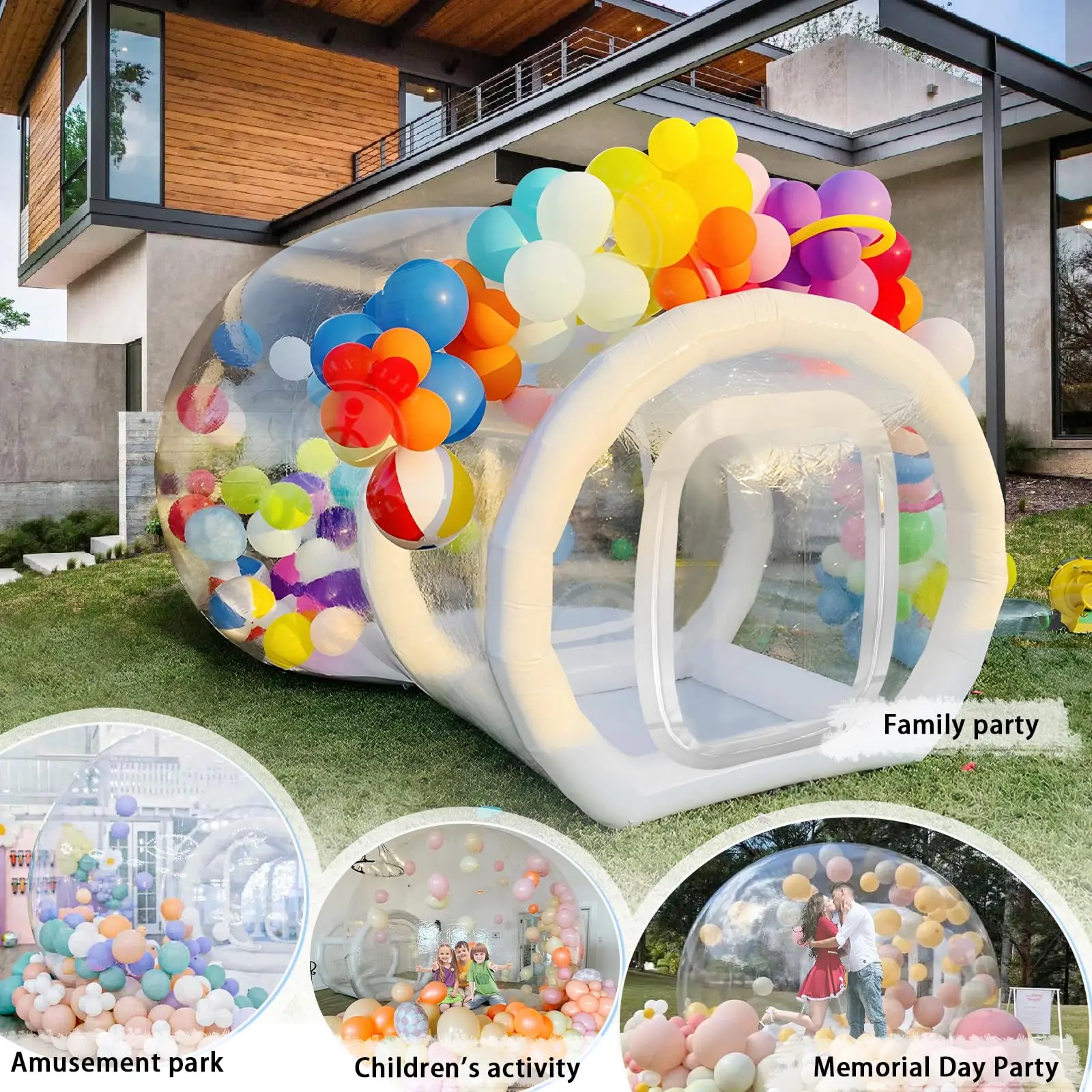 Inflatable Balloon Bubble House Tent Commercial Grade PVC Clear Bubble House with air Pump & Blower 10 ft  For Children's Party