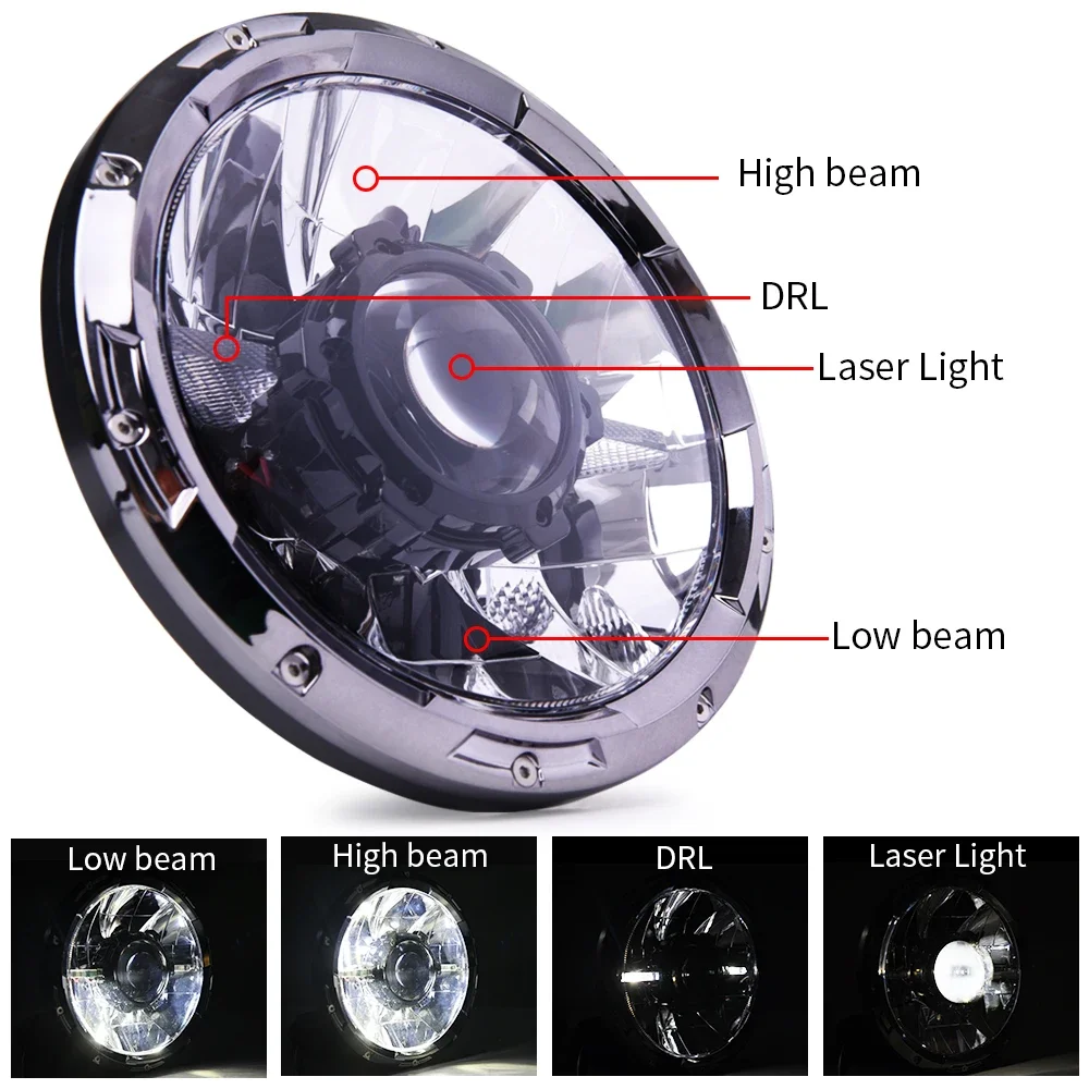 ألمع 7 بوصة شعاع مستدير مختوم المصابيح الأمامية لما بعد البيع للسيارات الخفيفة