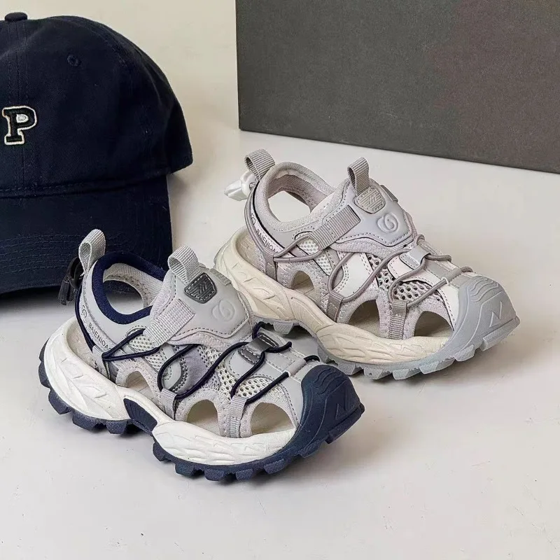 2026 Children's Bag Head Sandals Summer New Boys Mesh Breathable Sports Shoes Girls Soft-soled Casual Sandals