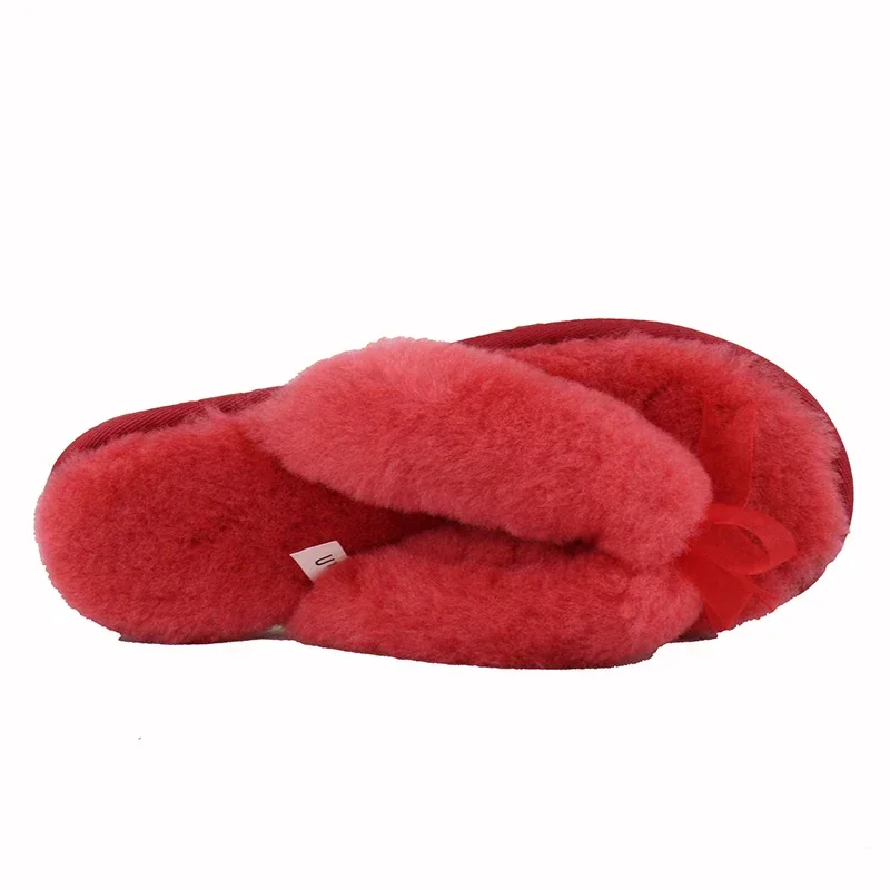 UVWP 100% Natural Sheepskin Fur Slippers Fashion Female Winter Slippers Women Warm Indoor Slippers Soft Wool Lady Home Shoes