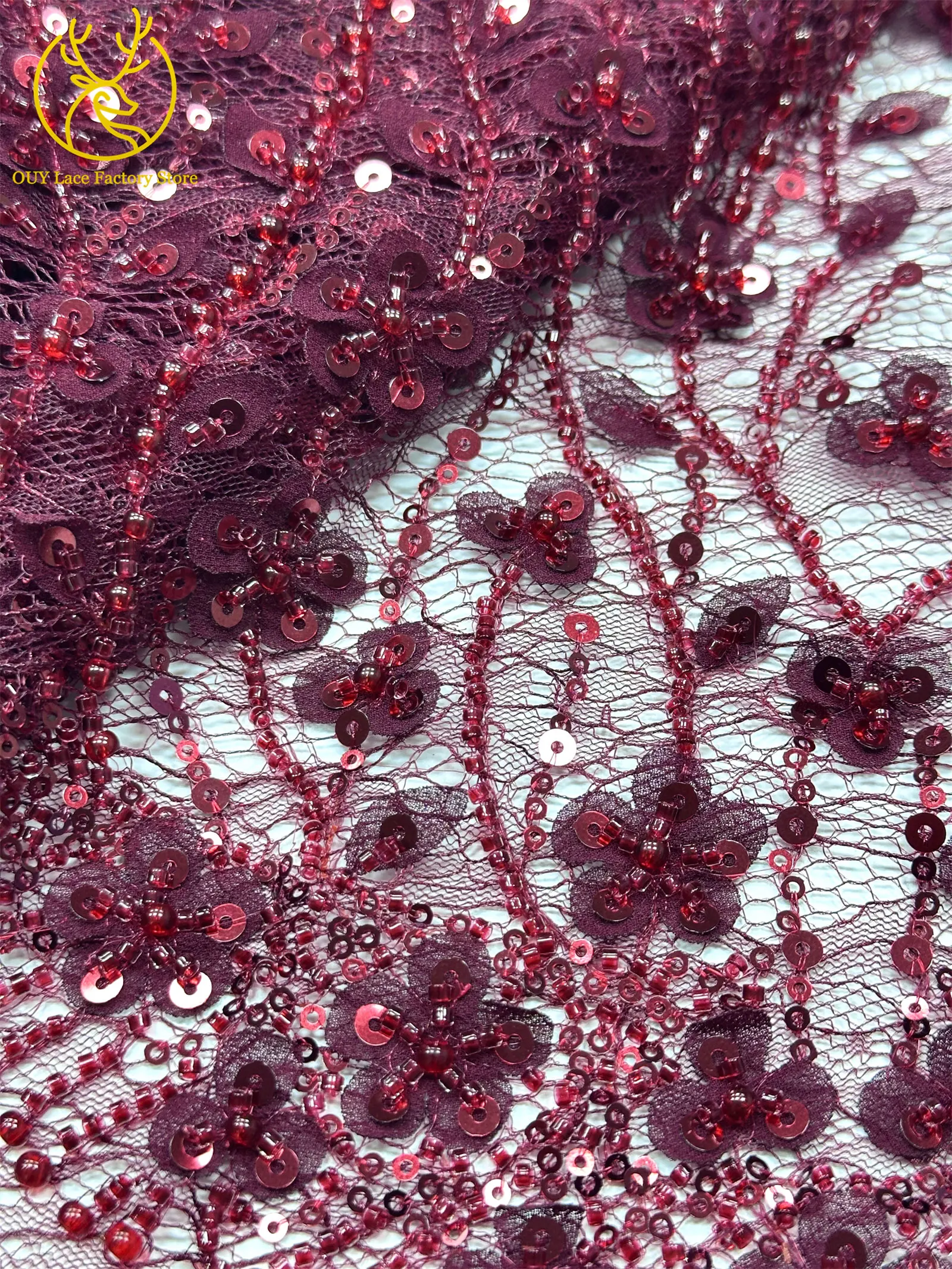 Olivgrüner afrikanischer Brautkleid-Spitzenstoff 2026, hochwertige nigerianische Pailletten-Stickerei-Spitze für Brautkleider und Partykleider zum Nähen – Detail 27