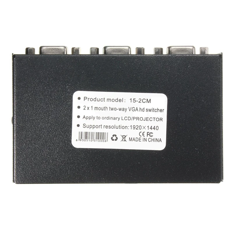 AS95 VGA Switch Splitter 2 in 1 Out, Manual VGA Monitor Switch for Two Sources, SVGA UXGA 2048x1536 for PC Projector, 2 Pack