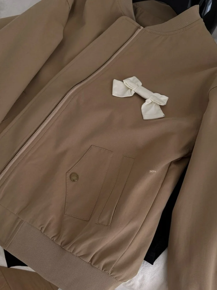 

Ранняя осень, универсальный женский узел с узлом, простой модный верх, застежка-молния, другой материал 00%