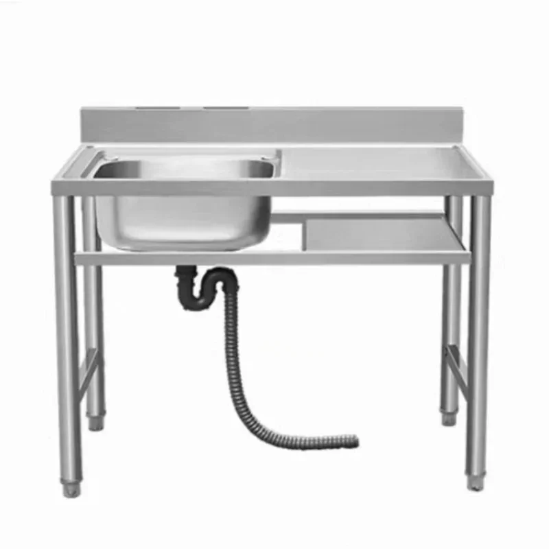Long - lasting Outdoor Dishwashing Sink  Stainless Steel Kitchen with Bracket Home Floor Countertop Integrated Double Sink