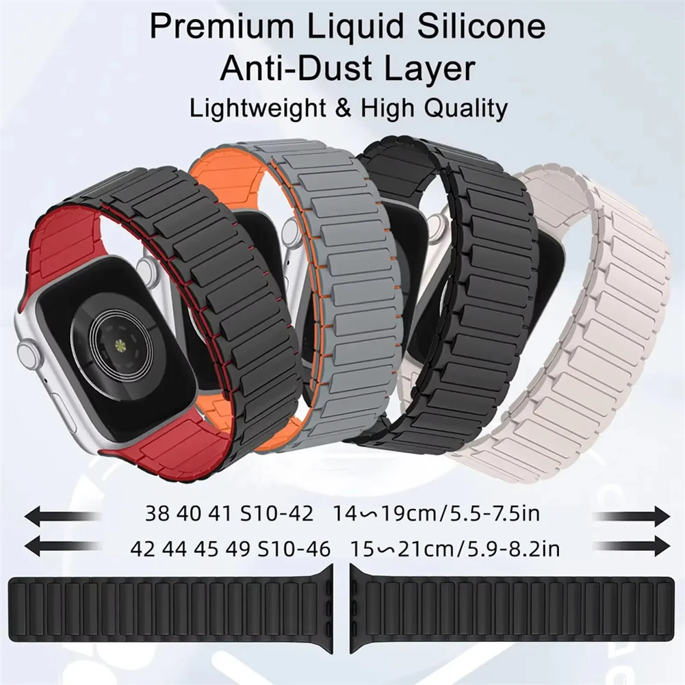 Magnetic Silicone Strap for Apple Watch 46mm 42mm 49mm 45mm 41mm 44mm 40mm Band for IWatch Ultra 1-3 Series 11 10 9 8 7 6 SE 5 4