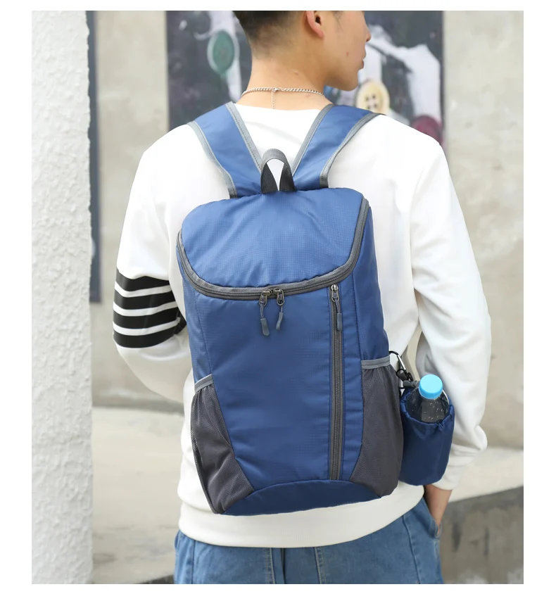 23L Tragbare Tag Pack Faltbare Rucksack Klapp Bergsteigen Tasche Ultraleicht Outdoor Radfahren Rucksack Reise Knapsack Wandern Handgepäck Tragbar Sport Laptop speicher Hautbeutel Wasserabweisend – Detail 15
