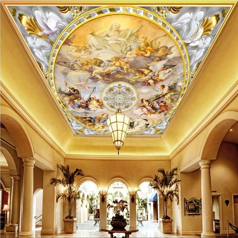 Customized Photo 3D Mural European Luxury Figure Ceiling Wallpaper Hotel Living room sofa TV background wall bedroom restaurant