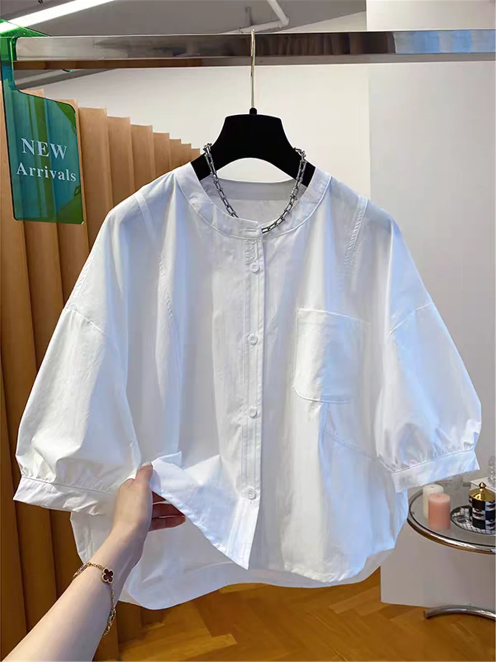

Casual Loose round Neck Short Sleeve Women's Shirt Summer New Style Ageless White Casual Fashion Top Quality Simple Design