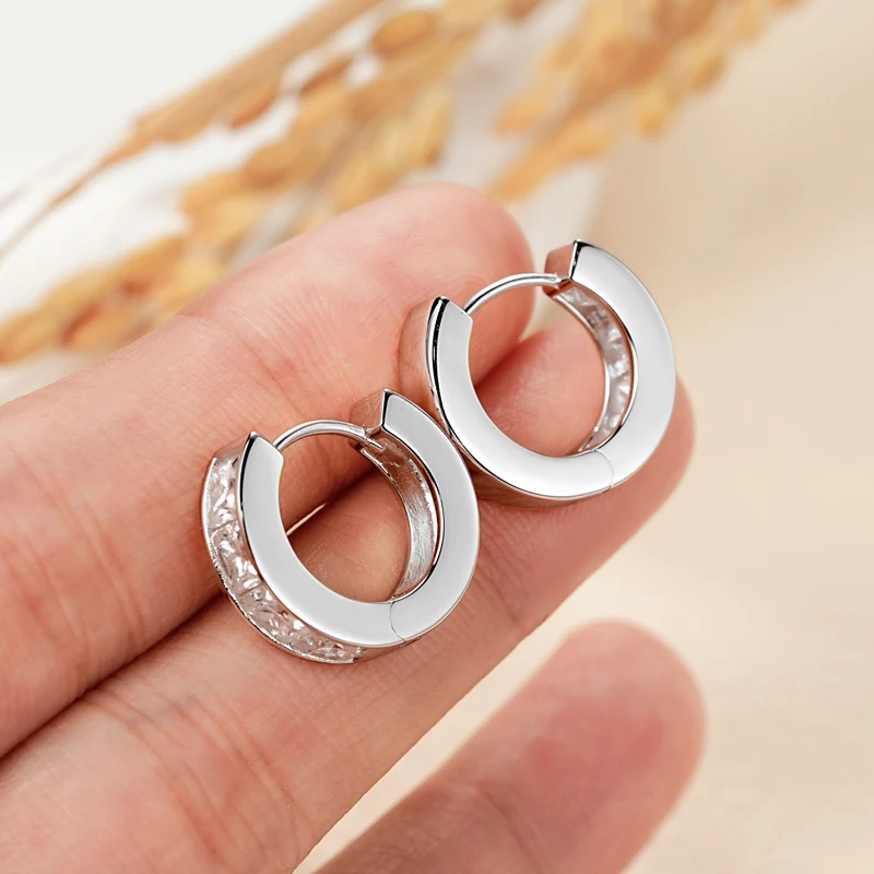 RAPRGOLD Certified Princess Cut Moissanite Hoop Earrings for Women S925 Sterling Silver Huggie Earring Jewelry Gifts oorbellen