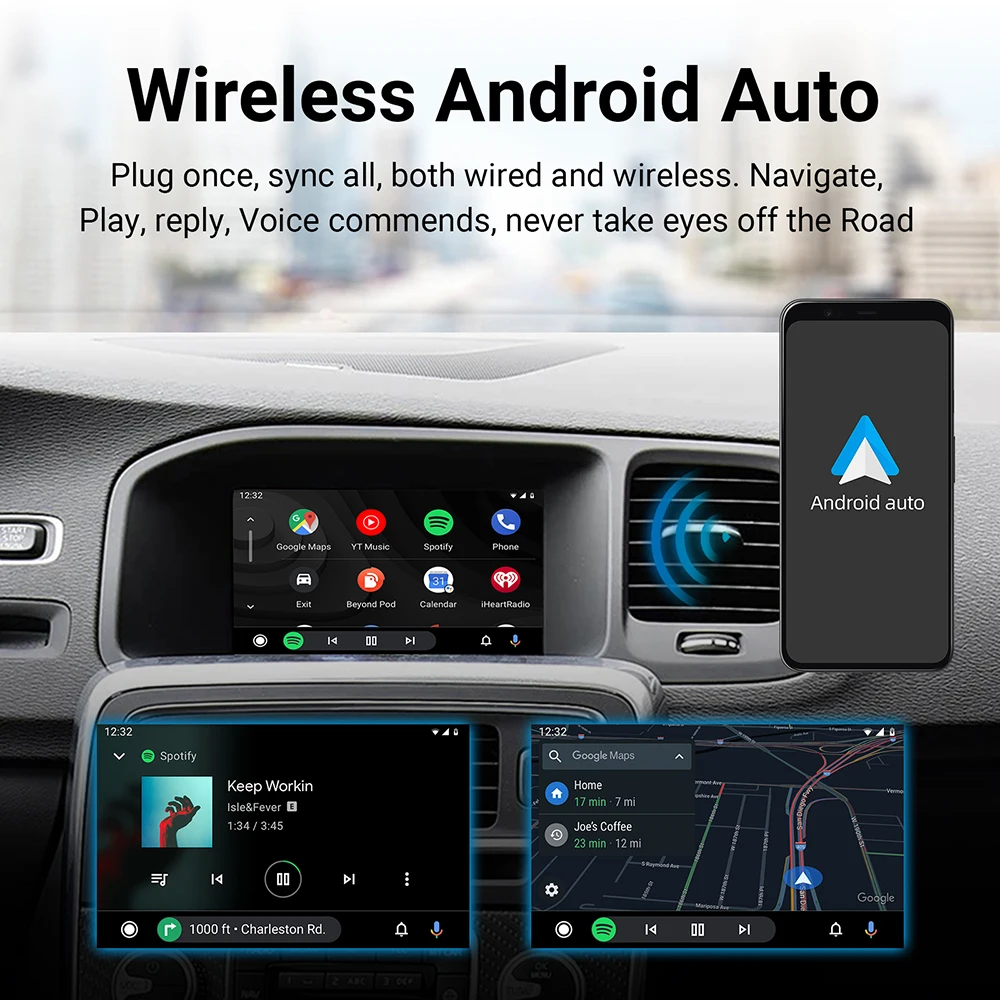 ANYFAR Original Car Screen Upgrade Wireless CarPlay Android Auto Retrofit Kit Decoder Box Navigation For Volvo V40 V60 S S60 XC60 V70 XC70 S80 2010-2015 With 7 Inch Screen