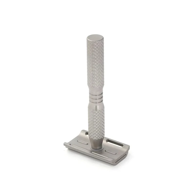 YAQI for Men Safety Razor Ghost Cross Grain Pattern Titanium Light Weight Wet Shave Best Gift Tools Shaving Products