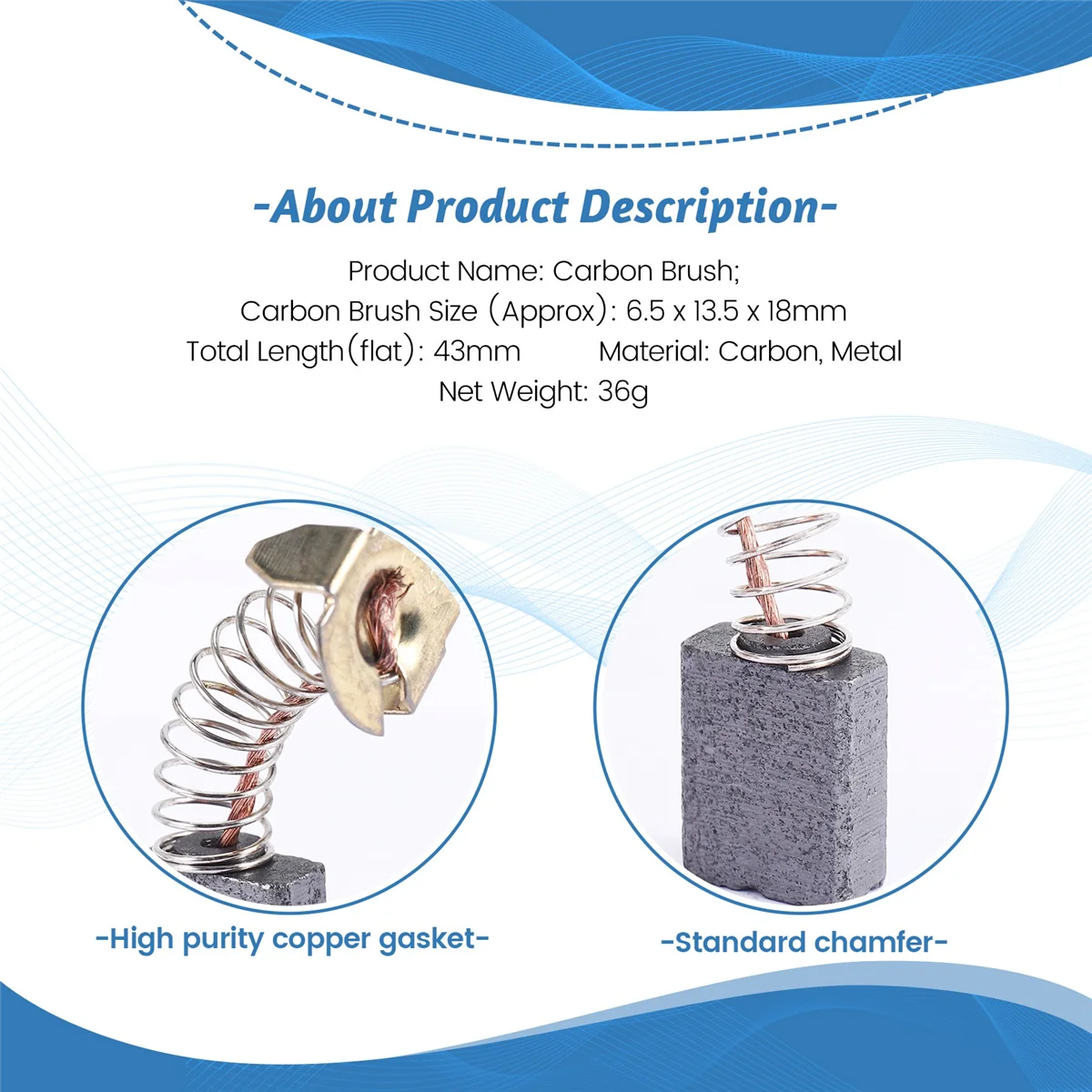 【Hot-Selling!】5 Packs Pcs 16mm x 13mm x 6mm Motor Carbon Brushes for Power Tool