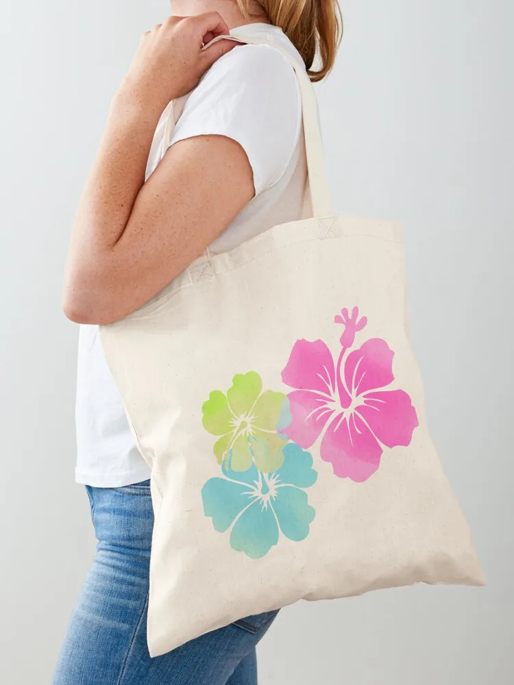 

Hawaii Hibiscus, Pink, Green, Blue Tote Bag canvas tote bag Big bag Large bags for women free delivery bags