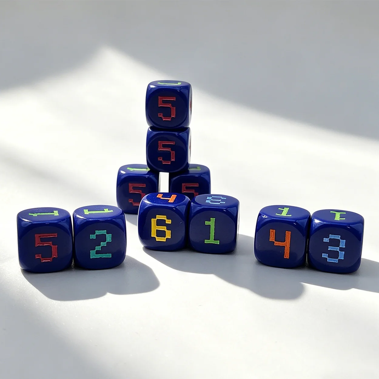 10pcs 14mm 6-Sided rounded 6-color digital game dice suitable for puzzle color recognition teaching props, party games