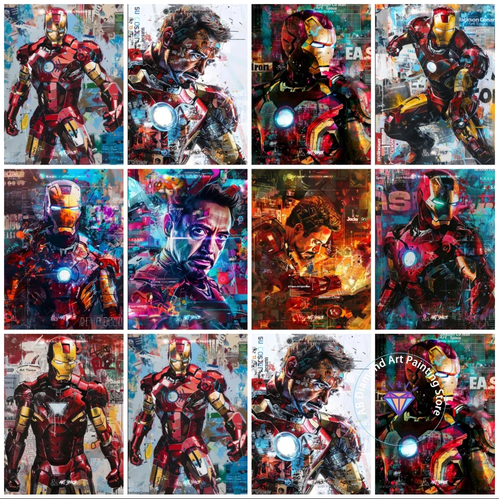 

New Graffiti Iron Man AB Diamond Painting Kit Square Round Diamond 5D DIY Cross Embroidery Handmade Art Adult Gift Home Decor