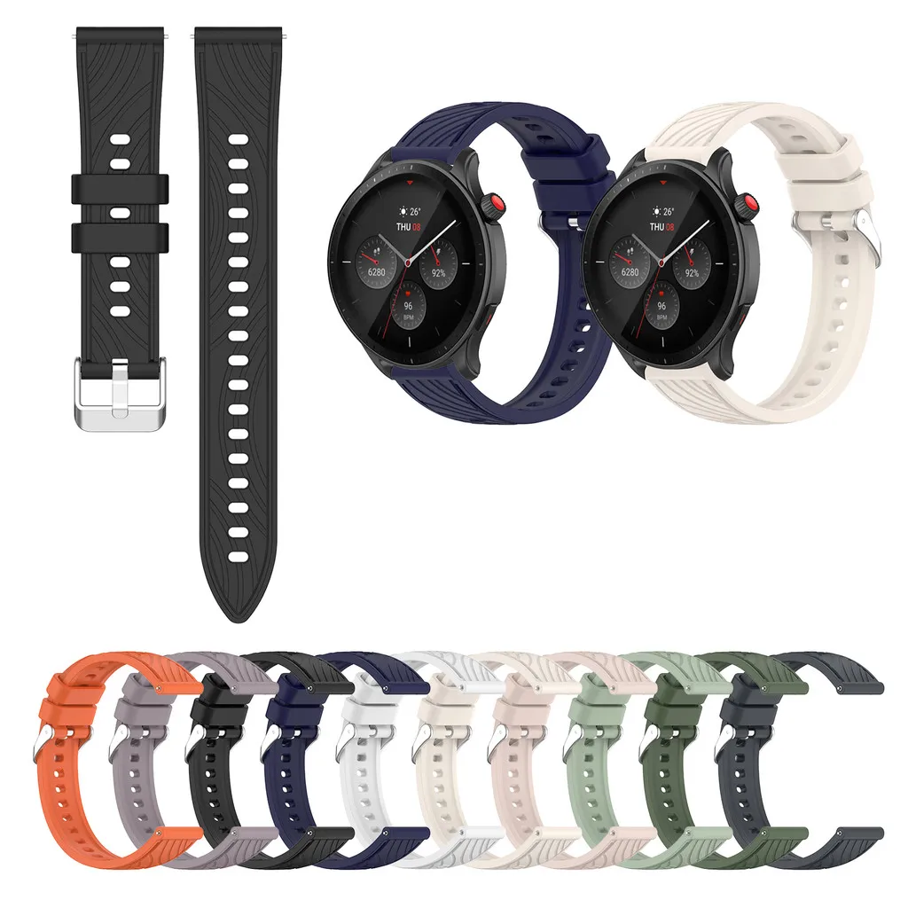 

20mm 22mm Silicone Strap for Huami Amazfit GTR Mini GTR3 Pro 42mm 47mm Bip5 GTR2 GTR4 GTR2E 2 3 4 Pattern Lines Bands