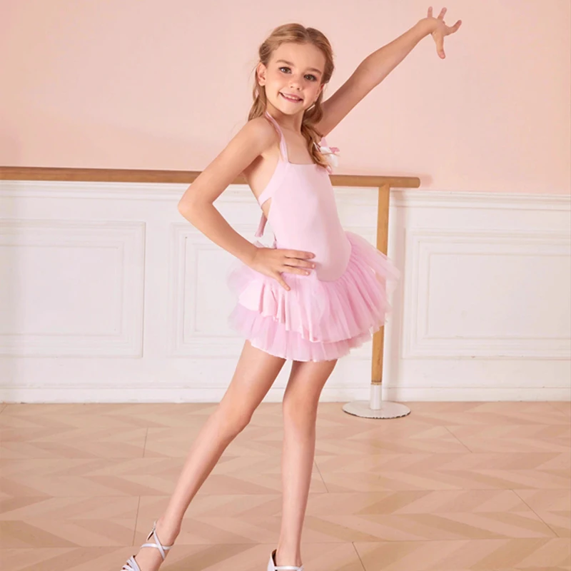 New Latin Dance Dress For Girls Sleeveless Lace Ballet Dress Kids Chacha Rumba Latin Dance Competition Costume