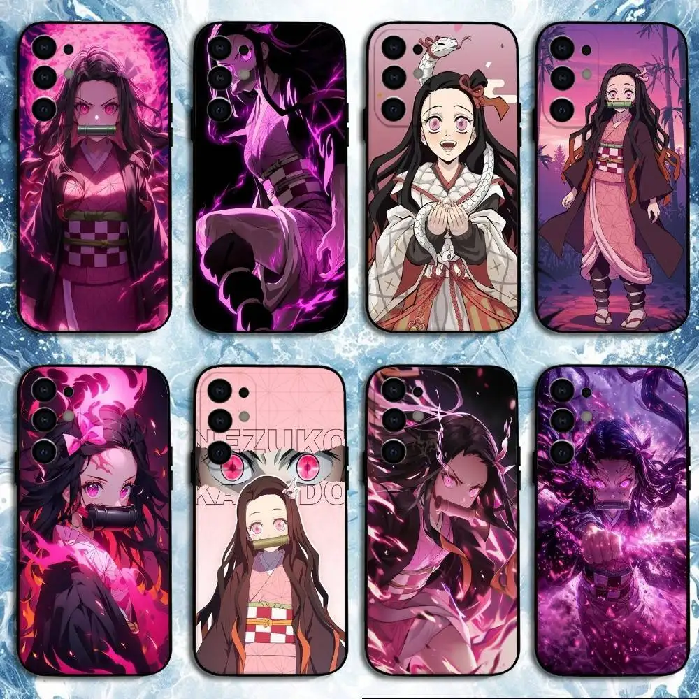

cute Demon Slayer Kamado Nezuko Phone Case For Samsung S25,S24,S23,S22,S21,S20,Plus,Fe,Lite,Others Black Cover